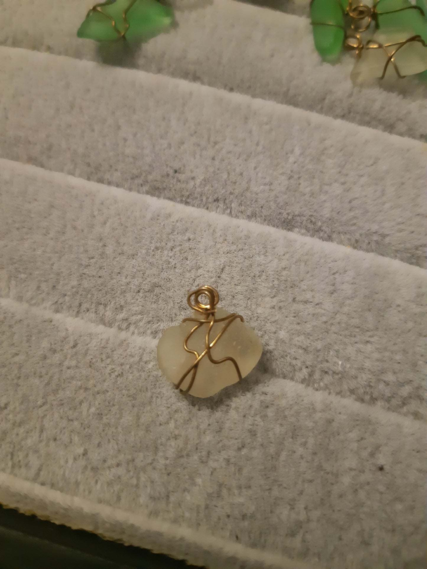 seaglass wire wrapped pendants