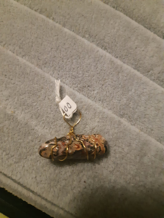 leopard skin jasper wire wrapped pendants