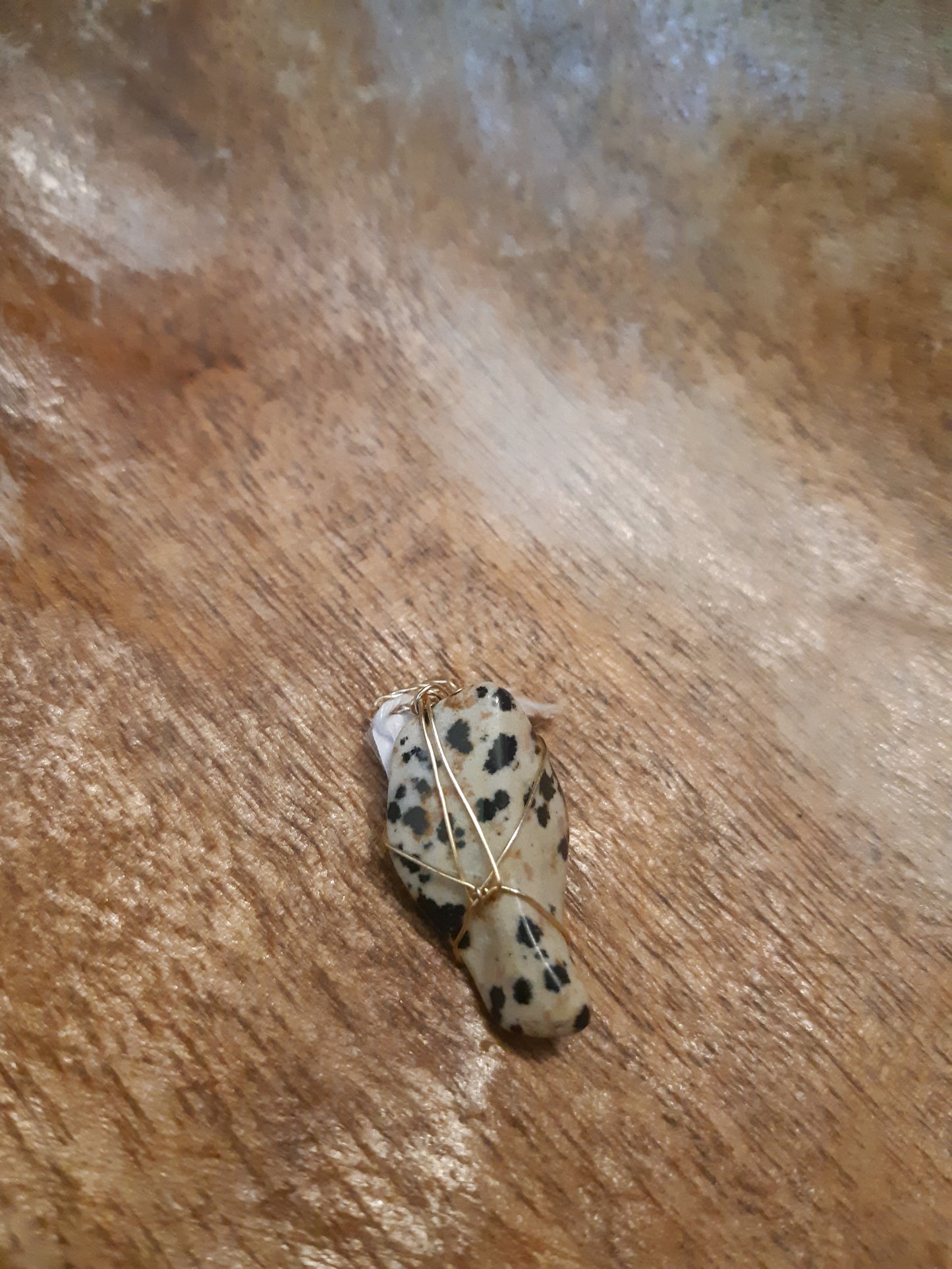 Dalmatian jasper wire wrapped pendants