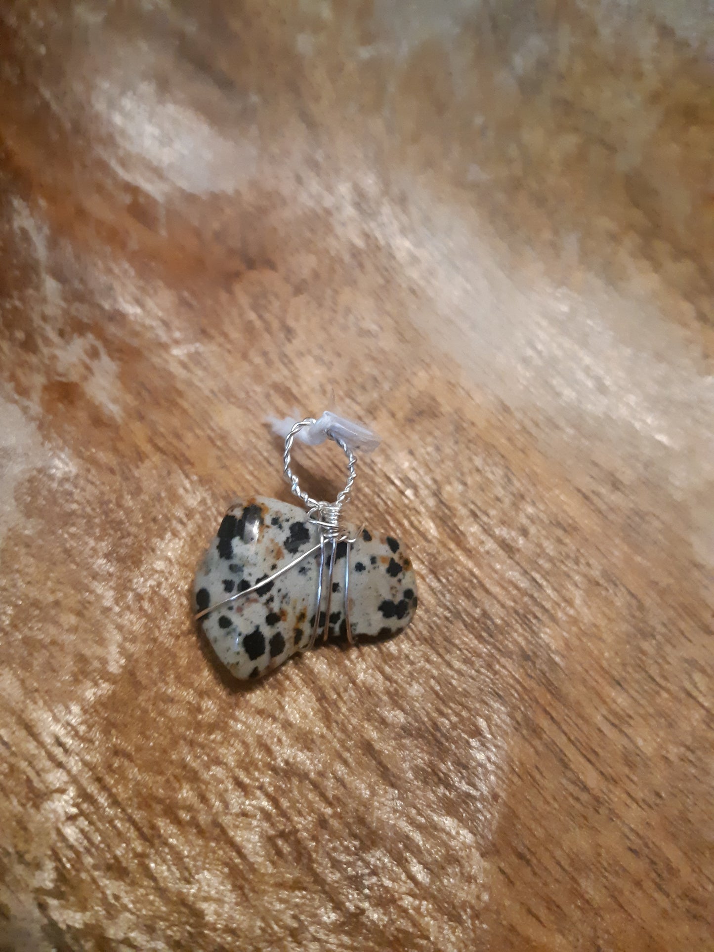 Dalmatian jasper wire wrapped pendants