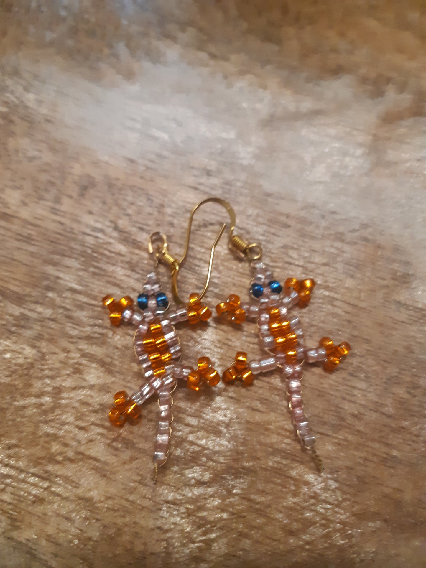 beaded gecko earrings