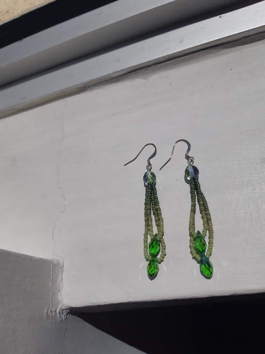 Sage earth topped loops with tear drops