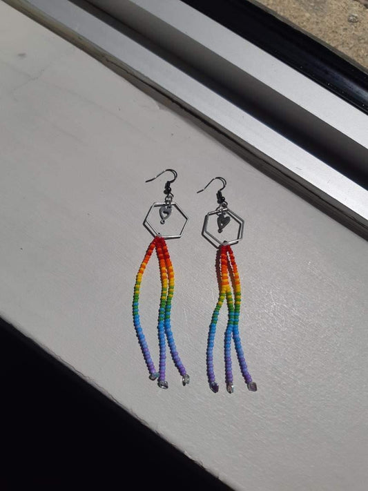 Long hexagon rainbow ear spaghetti